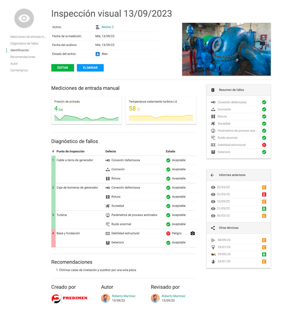 Informe de inspección visual